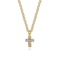 Gabriel & Co. 14kt Yellow Gold Petite Diamond Cross Pendant Necklace