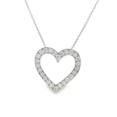 Estate 18kt White Gold Heart Shaped Diamond Pendant