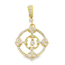 Estate 18kt Yellow Gold Diamond Circles Enhancer Pendant