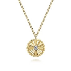 Gabriel & Co. 14kt Yellow Gold "Bujukan" Diamond-cut Disc Pendant Necklace