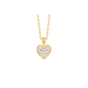 Facet Barcelona 14kt Yellow Gold Diamond Heart Cluster Pendant Necklace