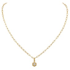 Gumuchian 18kt Yellow Gold Diamond Hexagon Pendant Necklace