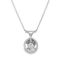 Estate Jabel 14kt White Gold Diamond Solitaire Pendant Necklace