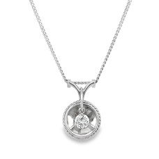 Estate Jabel 14kt White Gold Diamond Solitaire Pendant Necklace