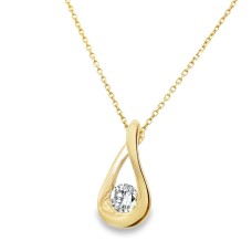 Forever Storm 14kt Yellow Gold Open Loop Diamond Pendant Necklac