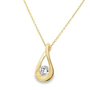 Forever Storm 14kt Yellow Gold Open Loop Diamond Pendant Necklac