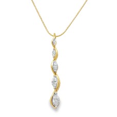 Estate 14kt Yellow Gold Marquise Diamond Vertical Pendant Necklace