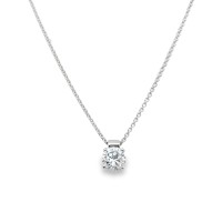 14kt White Gold Round Diamond Solitaire Pendant Necklace