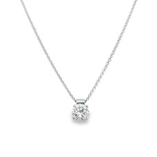 14kt White Gold Round Diamond Solitaire Pendant Necklace 14kt White Gold Round Diamond Solitaire Pendant Necklace