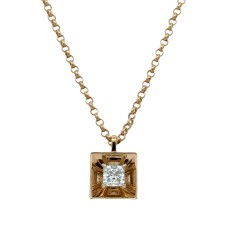 Phillips House 18kt Yellow Gold Princess Cut Diamond "mirror" Pendant Necklace