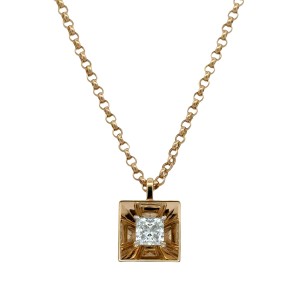 Phillips House 18kt Yellow Gold Princess Cut Diamond "mirror" Pendant Necklace