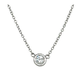 14kt White Gold Single Diamond Station Necklace