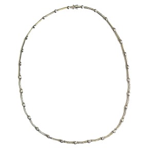 Estate 14kt White Gold 1.00 Carat Diamond Bar/ Station Necklace