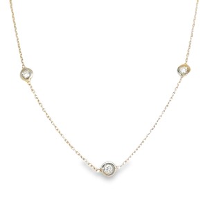 Estate 14kt White Gold 5 Stone Diamond Station Necklace