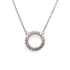 14kt White Gold Diamond Circle Necklace