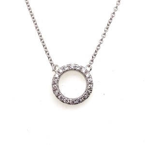 14kt White Gold Diamond Circle Necklace