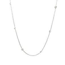 14kt White Gold Seven-diamond Bezel Station Necklace