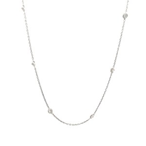 14kt White Gold Seven-diamond Bezel Station Necklace