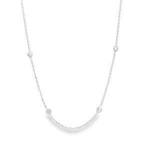 14kt White Gold Ten-diamond Bezel Station Necklace