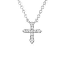 14kt White Gold Petite Diamond Cross Necklace