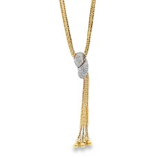 Estate 14kt Yellow Gold Diamond Pave Station Y- Necklace