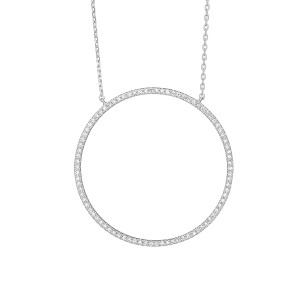 Facet Barcelona 14kt White Gold Diamond Circle Necklace