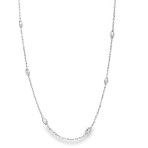 14kt White Gold Marquise Cut Diamond Station Necklace