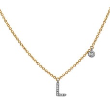 14kt Yellow Gold Diamond Initial "L" Dangle Necklace