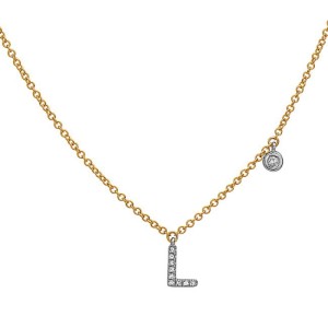 14kt Yellow Gold Diamond Initial "L" Dangle Necklace
