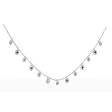 Vlora 14kt White Gold Diamond Dangle Stations Necklace