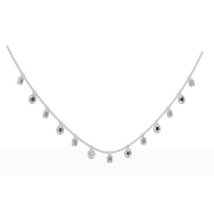 Vlora 14kt White Gold Diamond Dangle Stations Necklace