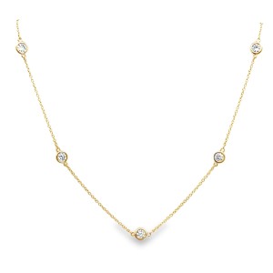 14kt Yellow Gold Seven-diamond Bezel Station Necklace