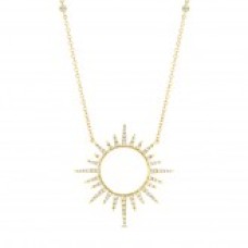 18kt Yellow Gold Diamond Sunburst Necklace