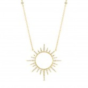 18kt Yellow Gold Diamond Sunburst Necklace