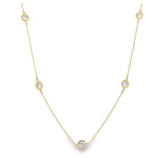 14kt Yellow Gold Seven-diamond Bezel Station Necklace