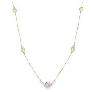 14kt Yellow Gold Seven-diamond Bezel Station Necklace