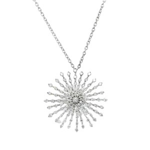 Estate 18kt White Gold Diamond Snowflake Necklace