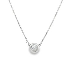 Estate 14kt White Gold Bezel Set Diamond Pendant Necklace
