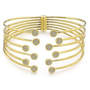 Gabriel & Co. 14kt Yellow Gold And Diamond Five-Strand Cuff Bracelet