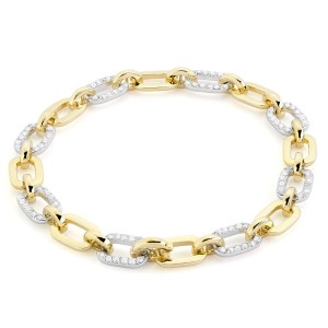Facet Barcelona 14kt Two-tone Gold Oblong Link Bracelet