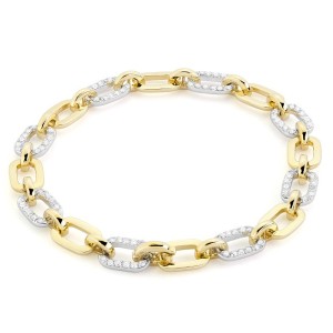 Facet Barcelona 14kt Two-tone Gold Oblong Link Bracelet