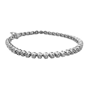 Estate 14kt White Gold Inline Diamond Tennis Bracelet