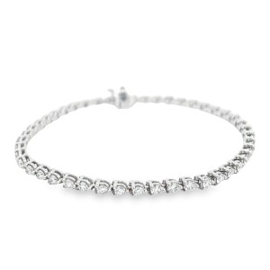 Estate 18kt White Gold 3.00 Carat Diamond Tennis Bracelet