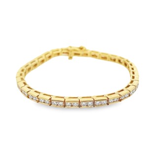 Estate 14kt Yellow Gold Double Diamond Line Bracelet