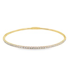 Forever Storm 14kt Yellow Gold Diamond Flexible Bangle Bracelet