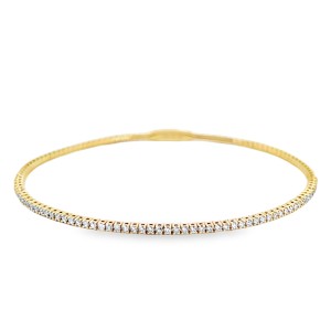 Forever Storm 14kt Yellow Gold Diamond Flexible Bangle Bracelet