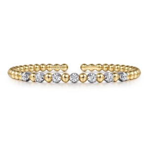 Gabriel & Co. 14kt Yellow Gold "Bujukan" Diamond Cuff Bracelet