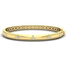 Vlora Estrella 14kt Yellow Gold Diamond Star Bangle Bracelet