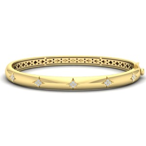 Vlora Estrella 14kt Yellow Gold Diamond Star Bangle Bracelet