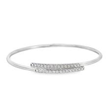 18kt White Gold Diamond Bypass Bangle Bracelet